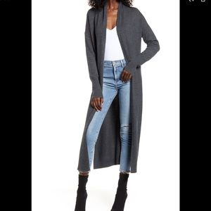 Leith Longline Open Cardigan: Size XS: Gray
